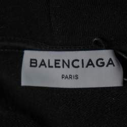 Pre Owned Balenciaga Black Cotton Embroidered Detail Hoodie M