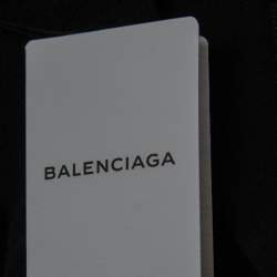 Pre Owned Balenciaga Black Cotton Embroidered Detail Hoodie M