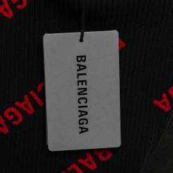 Pre Owned Balenciaga Black All-Over Logo Knit Pullover XS
