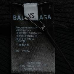 Pre Owned Balenciaga Black All-Over Logo Knit Pullover XS
