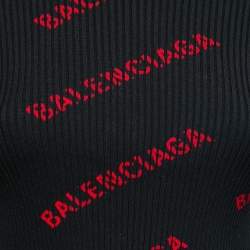 Pre Owned Balenciaga Black All-Over Logo Knit Pullover XS