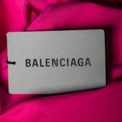 Pre Owned Balenciaga Pink Logo Printed Cotton Knit T-Shirt L