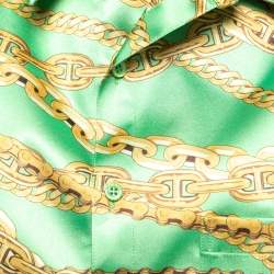 Pre Owned Balenciaga Green Chain Printed Satin Oversized Shirt S