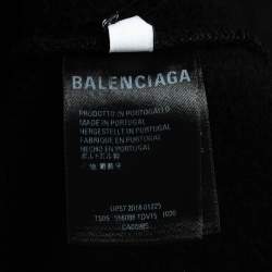 Pre Owned Balenciaga Black Cotton Speed Hunter Printed Hoodie L