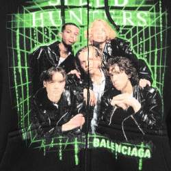 Pre Owned Balenciaga Black Cotton Speed Hunter Printed Hoodie L