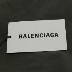 Pre Owned Balenciaga Dark Green Logo Embroidered Cotton Half Sleeve T-Shirt S