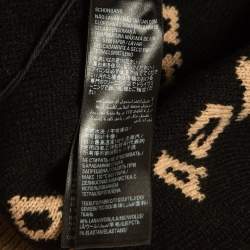 Pre Owned Balenciaga Brown All Over Logo Wool Knit Crew Neck Jumper M