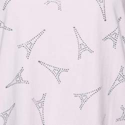 Pre Owned Balenciaga Pink Cotton Eiffel Tower Crystal Studded T-Shirt XL
