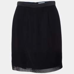 مملوكة مسبقًا Balenciaga Black Jersey Laser Cut Detail Mini Skirt S