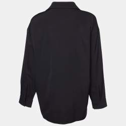 Pre Owned Balenciaga Black Wool Button Front Oversized Shirt XS 