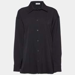 Pre Owned Balenciaga Black Wool Button Front Oversized Shirt XS 