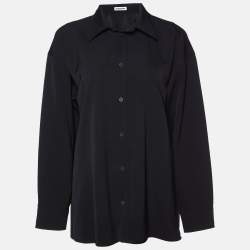 Balenciaga Black Wool Button Front Oversized Shirt XS