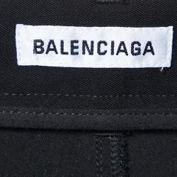 Pre Owned Balenciaga Black Wool Straight Fit Trousers S