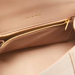 Balenciaga Beige Croc Embossed Leather Small Hourglass Top Handle Bag