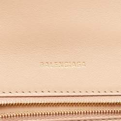 Balenciaga Beige Croc Embossed Leather Small Hourglass Top Handle Bag