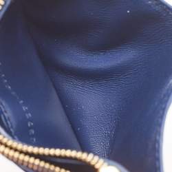 Pre Owned Balenciaga Blue Croc Embossed Leather Zip Card Case