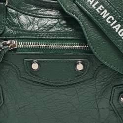 Pre Owned Balenciaga Green Leather Mini Classic City Bag