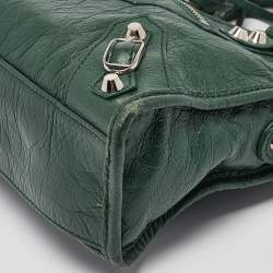 Pre Owned Balenciaga Green Leather Mini Classic City Bag