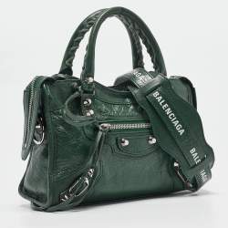 Pre Owned Balenciaga Green Leather Mini Classic City Bag
