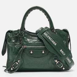Pre Owned Balenciaga Green Leather Mini Classic City Bag