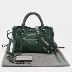 Pre Owned Balenciaga Green Leather Mini Classic City Bag