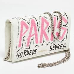 Balenciaga Multicolor Graffiti BB Leather Wallet On Chain