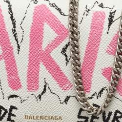 Balenciaga Multicolor Graffiti BB Leather Wallet On Chain