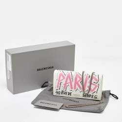 Balenciaga Multicolor Graffiti BB Leather Wallet On Chain