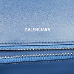 Balenciaga Light Blue BB Monogram Denim Small Hourglass Top Handle Bag