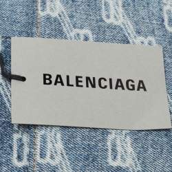 Balenciaga Light Blue BB Monogram Denim Small Hourglass Top Handle Bag