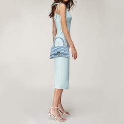 Balenciaga Light Blue BB Monogram Denim Small Hourglass Top Handle Bag