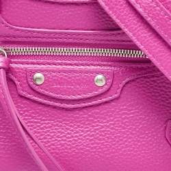 Pre Owned Balenciaga Pink Leather Mini Neo Classic City Tote