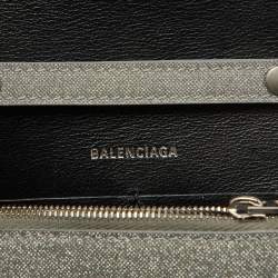 Pre Owned Balenciaga Grey Glitter Fabric XS Hourglass Wallet on Chain
