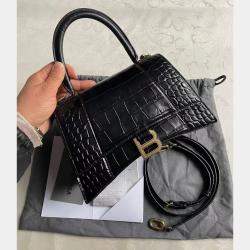 Balenciaga black and gold crocodile pattern Hourglass bag size S