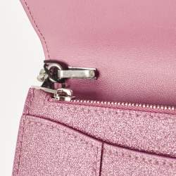 Balenciaga Pink Glitter Leather XS Hourglass Wallet on Chain