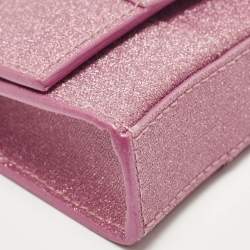 Balenciaga Pink Glitter Leather XS Hourglass Wallet on Chain