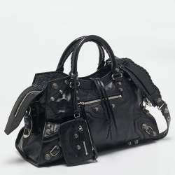 Pre Owned Balenciaga Black Leather Neo Cagole City Tote
