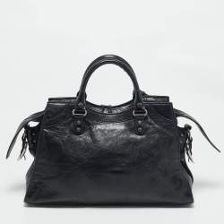 Pre Owned Balenciaga Black Leather Neo Cagole City Tote
