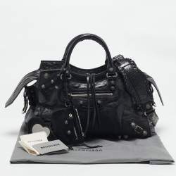 Pre Owned Balenciaga Black Leather Neo Cagole City Tote