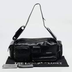 Pre Owned Balenciaga Black Glossy Leather Superbusy Sling Bag