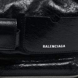 Pre Owned Balenciaga Black Glossy Leather Superbusy Sling Bag