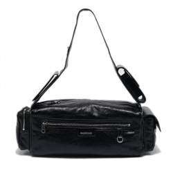 Pre Owned Balenciaga Black Glossy Leather Superbusy Sling Bag