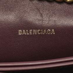 Balenciaga Dark Red Croc Embossed Leather XS Crush Chain Shoulder Bag