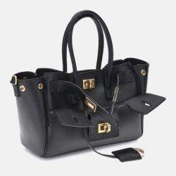 Pre Owned Balenciaga Bel Air Mini Black Leather Handbag