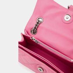 Pre Owned Balenciaga Crush Pink Leather Shoulder Bag