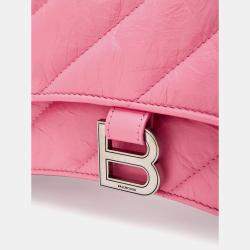 Pre Owned Balenciaga Crush Pink Leather Shoulder Bag