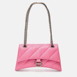 Pre Owned Balenciaga Crush Pink Leather Shoulder Bag