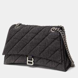 Pre Owned Balenciaga Crush Black Fabric And Leather Shoulder Bag