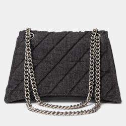 Pre Owned Balenciaga Crush Black Fabric And Leather Shoulder Bag