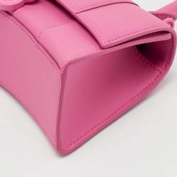 Pre Owned Balenciaga Pink Leather XS Hourglass Top Handle Bag